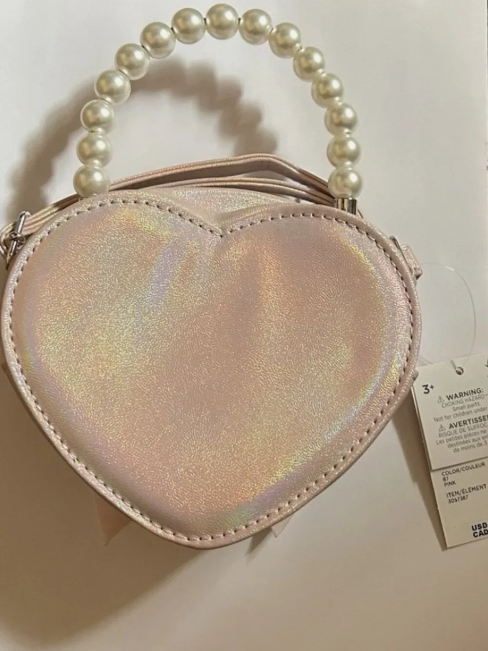 Gymboree Pink Quilted Heart Purse Pearl Handle Bow NWT Girls Handbag